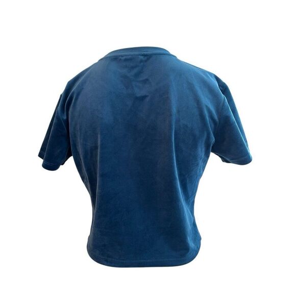 Guess Couture Ladies Medium Teal Velvet Beaded Logo Crop Top NWT MSRP $44 - Picture 2 of 3